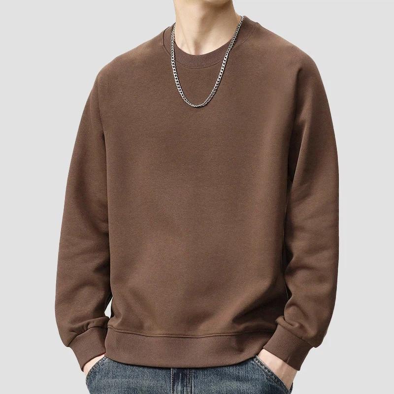 Herbst Casual Sweatshirt Herren Trendig Vielseitig Weiß Rundhals Oberteil Locker Modischer Pullover