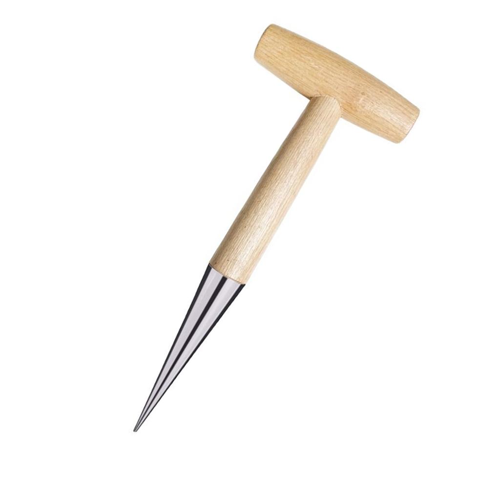 Hand Dibber Stainless Steel Sow Dibbler with Wood Handle Garden Hole Punch Dibbler Tool for Planting Seeds