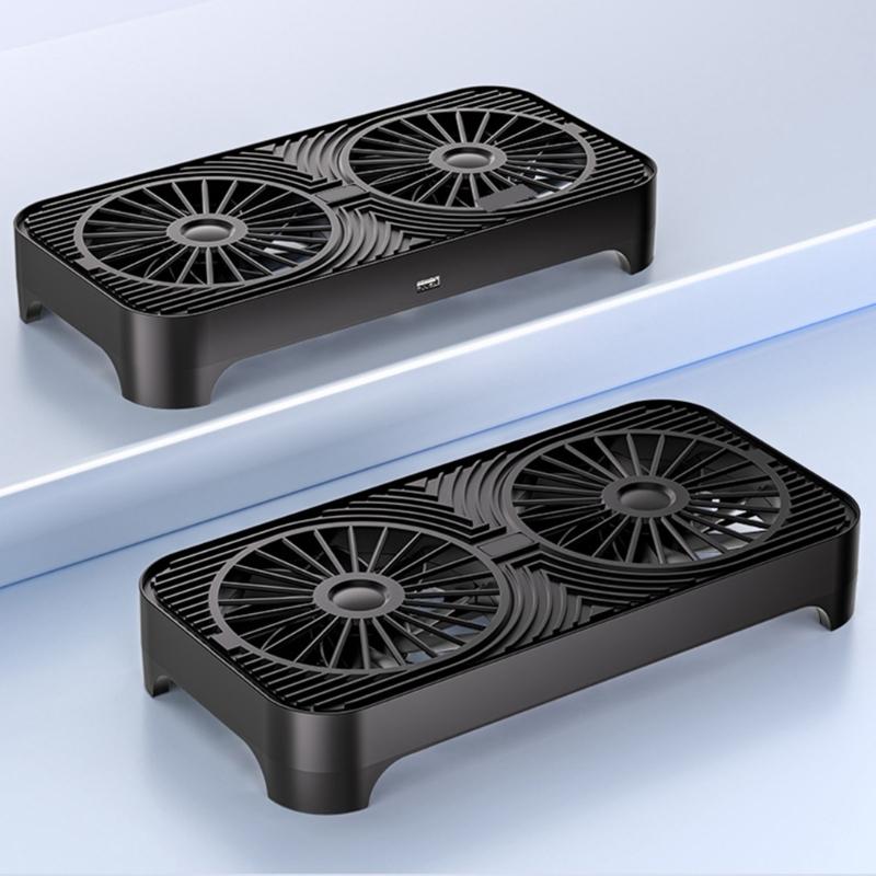USB Powered Cooling Stand Double Fans Quiet Operation High Airflow Cooling Base for Home and Office