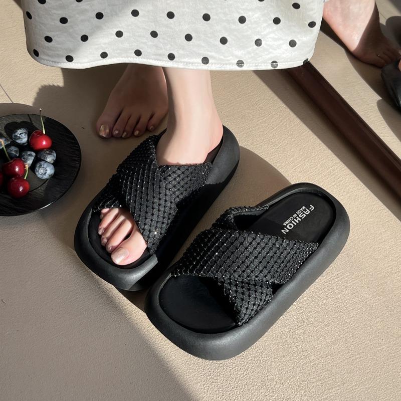 Damen Sommer neue Leder-Sandalen mit dickem Boden für draußen Strand lässig vielseitig Rock rutschfest