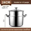 ZISIZ 24cm 304 Stainless Steel Stockpot with Steamer
