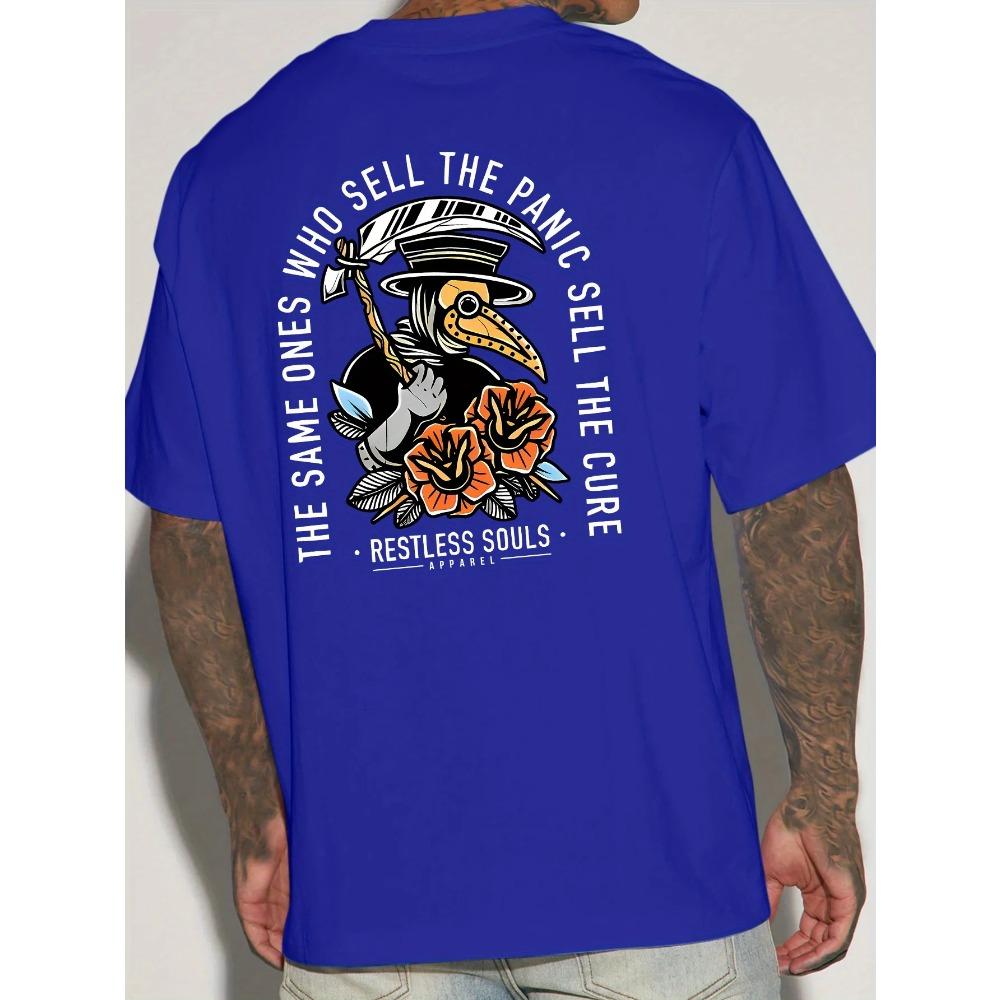 Men's Graphic Tee Casual Style Soft Cotton Comfortable Fit Crew Neck T-Shirt With Simplistic Short-sleeved Men's Clothing Tops