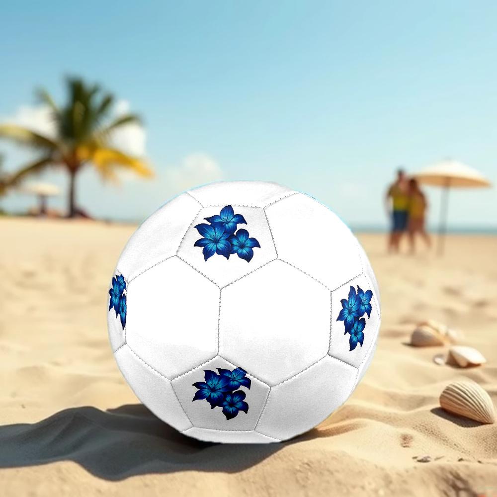 1PC Blue Lily Flowers Soccer Ball Size 5 Football Machine Sewn Indoor/Outdoor Universal Football W109
