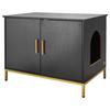Cat Litter Box Enclosure Furniture, 70 cm Hidden Litter Box Cabinet with Metal Legs & Handle, Modern Style Cat Washroom House End Table, Fit Most of