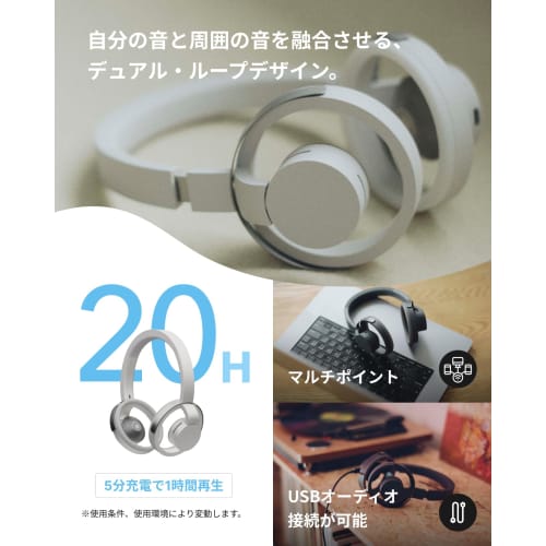 nwm ONE MBH001 Wireless Open-Ear Headphones, Bluetooth 5.3, Up to 20 Hours of Playtime, Built-in Microphone, Lightweight, Type-C, No Ear Blocking, Mul