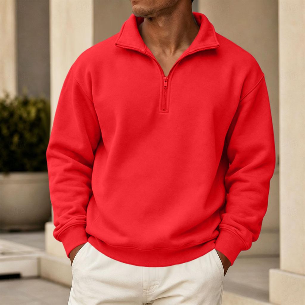 Sudadera con cremallera y forro para hombre, manga larga, con cuello alto y múltiples bolsillos