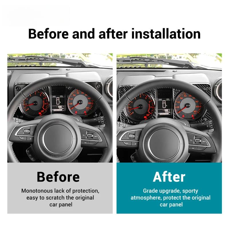 Real Soft Carbon Fiber Sticker For Suzuki Jimny 2019 2020 2021 2022 2023 2024 2025 LHD RHD Car Speedometer Frame Accessories.