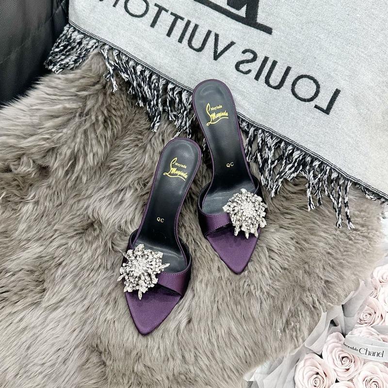 - Summer New Rhinestone Stunning High-heeled Sandals High-end Feeling Not Tired Feet Pointed High Heels