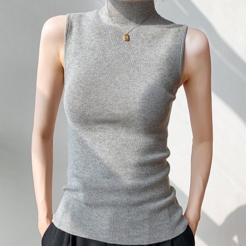 Frühlingsneue, halbhohe, ärmellose Slim-Fit-Strickweste für Damen