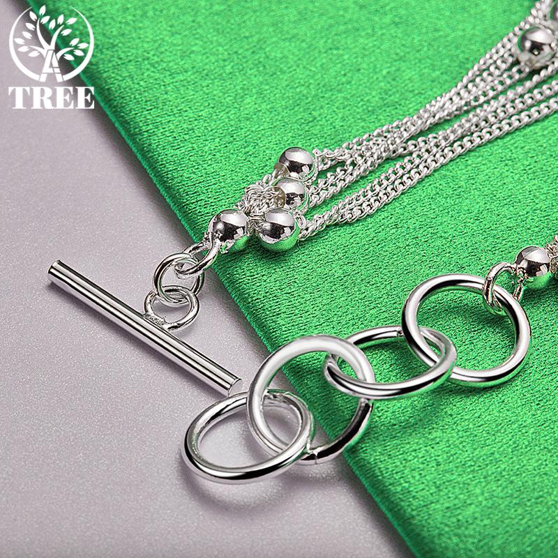 Korean 925 Sterling Silver Multi-Bead Bracelet With OT Clasp Fashion Versatile Jewelry Accessories For Women Birthday Party Gift