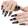 Yihe Wearable Nails - Dark Goth Red & Silver Manicure Set for European & American Styles