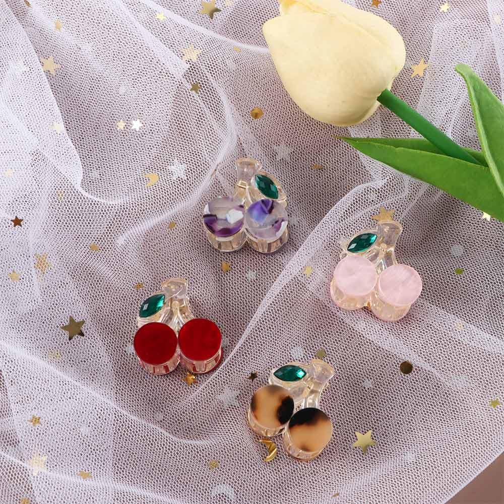 

Shaped Rhinestone Crystal Mini Barrettes Hair Ornaments Korean Style Cherry Hair Clips Hair Claws светло-розовый