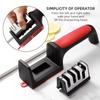 Handheld Multifunctional 3-segment Fast Sharpener Stable Anti Slip Kitchen Knife Rubber Handle Integrated Sharpener