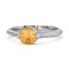 Citrine Double Pave Band Design Ring- 925 Sterling Silver