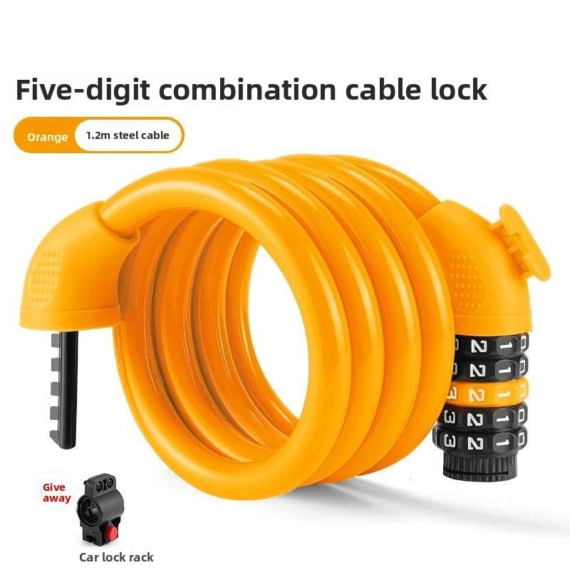 Bicycle Lock With Password Code Secure Steel Cable For Mountain Bike And City Commute