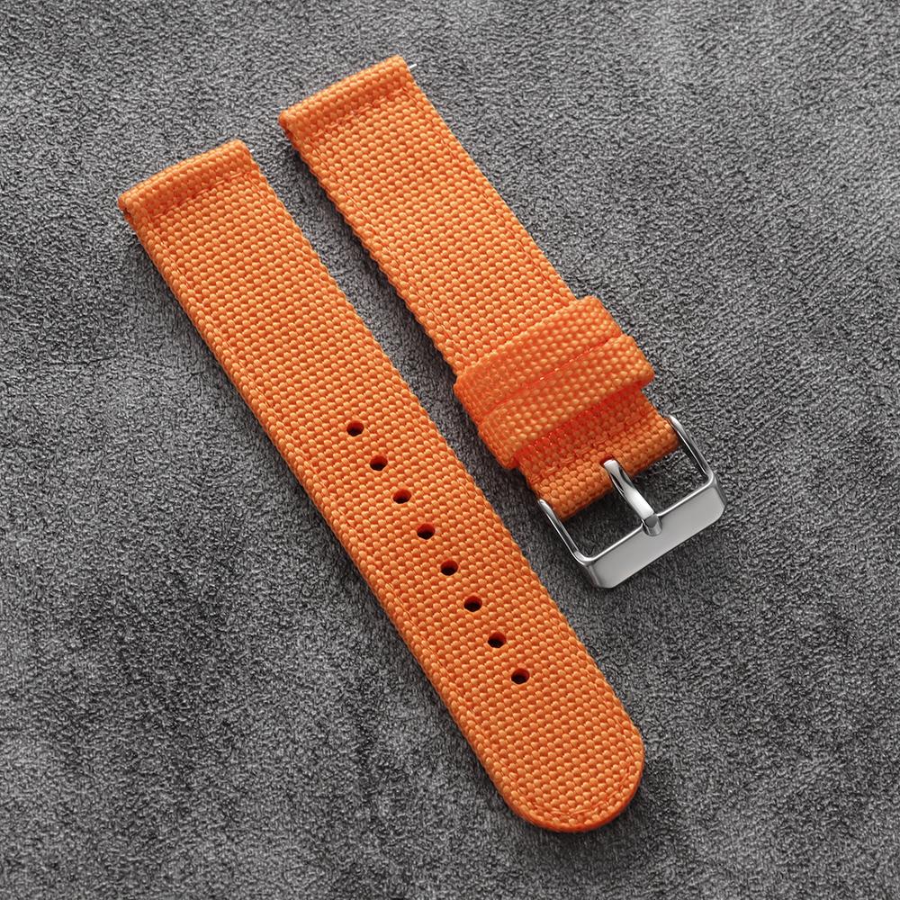 18mm 20mm 22mm 24mm Schnellverschluss Segeltuch Uhrenarmbänder Nylonband Herren Damen Ersatz-Uhrenarmbänder für Smartwatch Zubehör 20mm orange