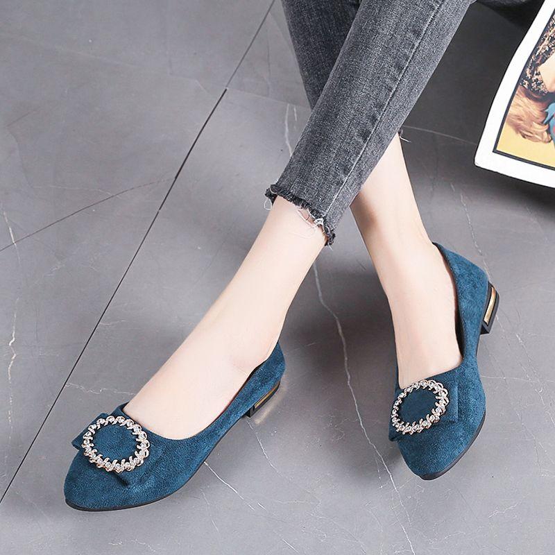 Ladies Pumps Office Pointed Toe Low Heel Elegant Rhinestone Women's Shoes Wholesale 39 Non Slip Vacation Chic on Footwear Casual
