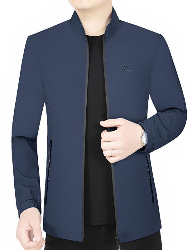 Men's Solid Color Jacket with Stand Baseball Collar - Spring 2026 Business Casual Style for Middle-Aged and Young Adults