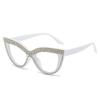 Katzenaugen-Lesebrille mit Diamanten für Damen, modisch, großes Gestell, Blaulichtfilter, Lesebrille, Korrektionsbrille, Myopie-Brille