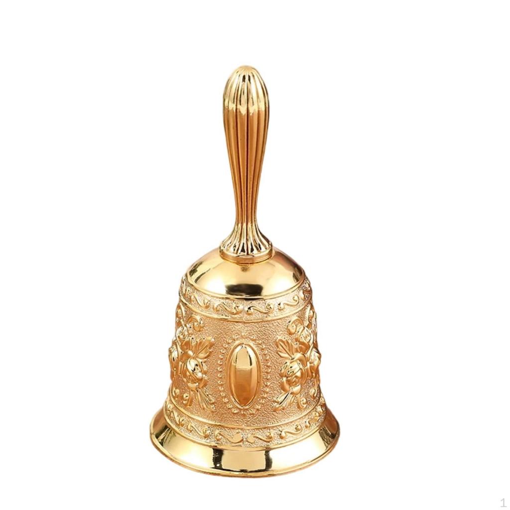 Metal Hand Bell Decorative with Handle VintageRetroThemed for Receptionists, Hosts,