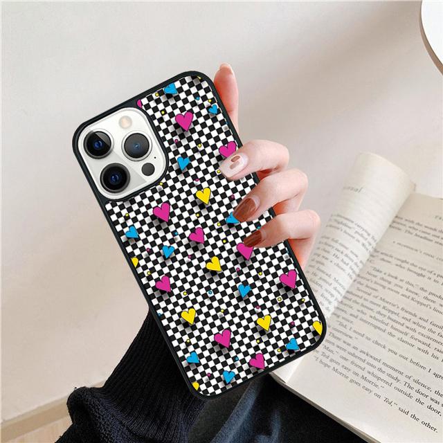 Checkered Sunflower Rose Design Cover For iPhone 17 Air 15 16 14 13 12 Pro Max 11 Pro Max Plus Phone Case Coque