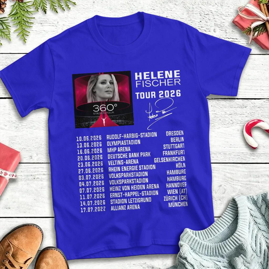 Unisex T-Shirts Helene Fischer 360° Stadiontour Freizeit Baumwolle T-Shirt Kurzarm T-Shirt Rundhals Kleidung 4XL 5XL 6XL