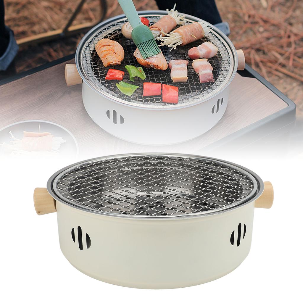 11.02in Charcoal BBQ Grill Round Portable Tabletop Barbecue Grill for for Outdoors Camping Picnic Indoor Cooking T