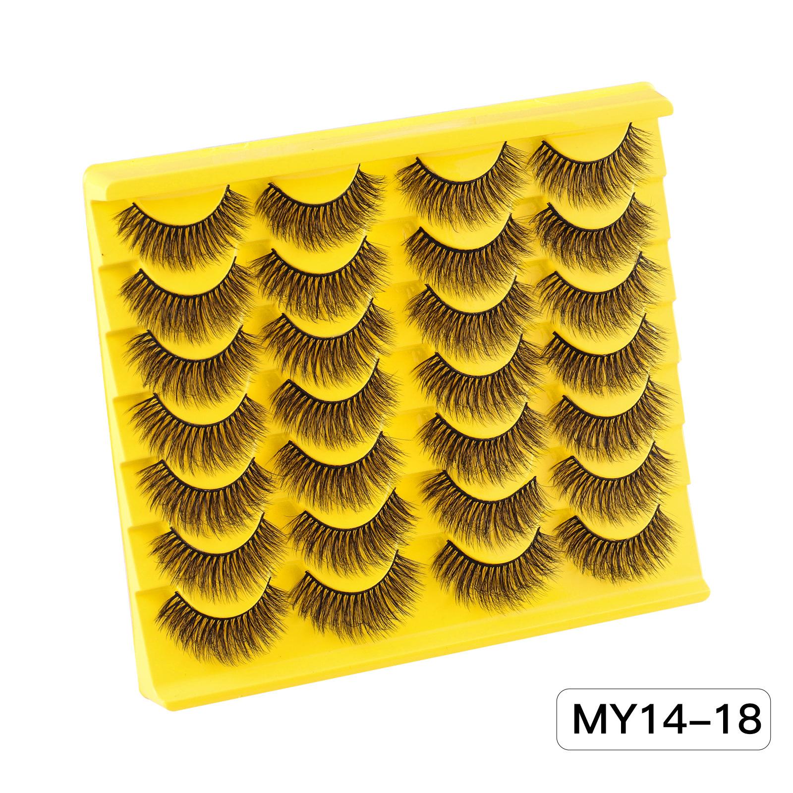 

High Imitation Mink Hair False Eyelashes 14 Pairs Daily Makeup Thick Curled Eyelashes