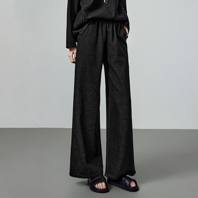 

Drapey Early Spring 2026 Slimming Straight-Leg Elastic Waist Relaxed Trousers for Women M чёрный