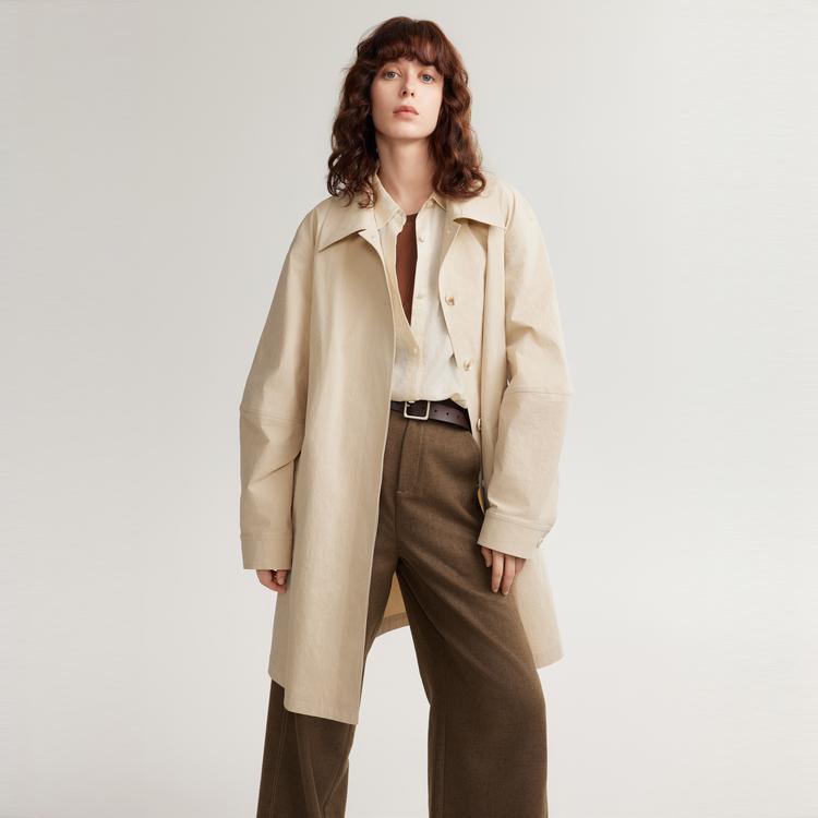 ELLE French Style High-End Straight Coat Minimalist Casual Design Trench Coat Women Outerwear Khaki ED48783