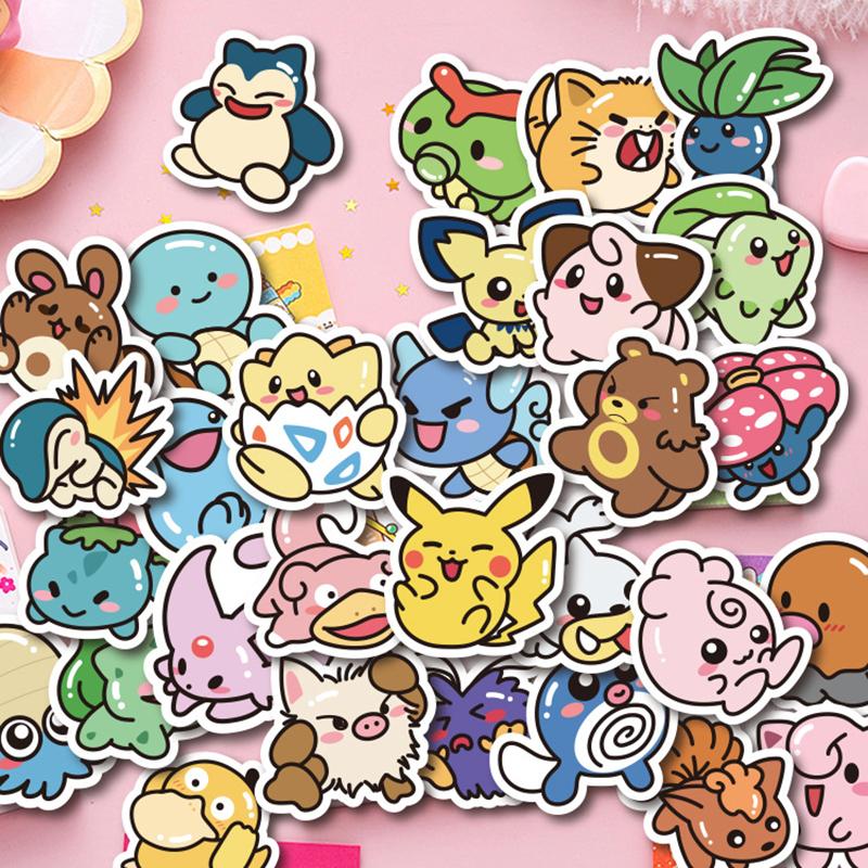50 stk Kawaii Anime Pokemon Klistremerker Pikachu Dekaler DIY For Bærbar PC Bagasje Skateboard Telefon Tegneserie Barn Leke Gave Klistremerker