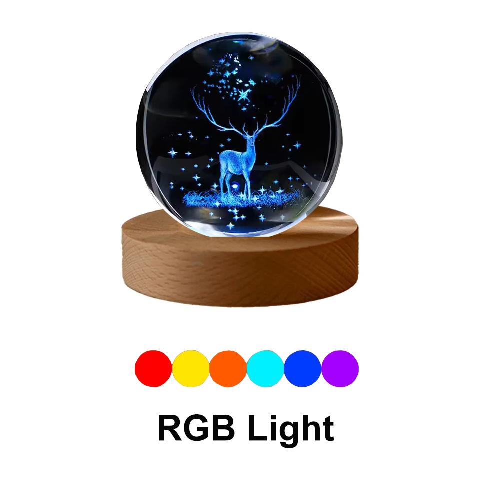 

Кристальный шар Галактики Млечный Путь 6 см RGB Ночник Детский Ночник Солнечной системы Светодиодная подсветка для создания атмосферы в спальне Креативный подарок Декор 6CM -RGB Color&USB Plug олений