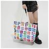 Women Canvas Beach Tote Bag Large Capacity Summer Shoulder Bag Zipper Closure Travel Shopping Handbag