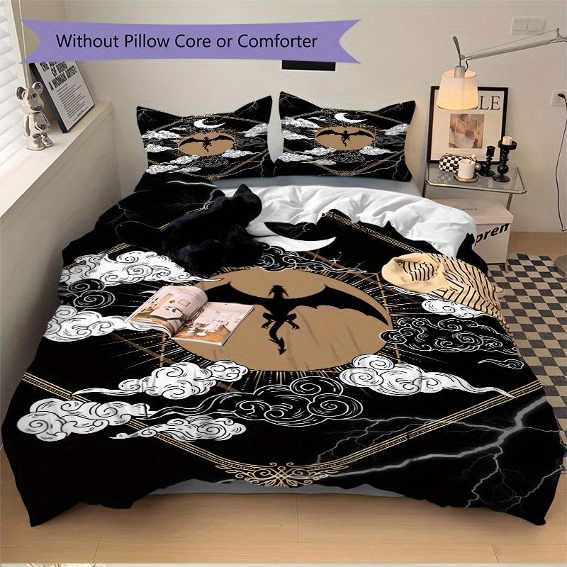 3pcs Moonlit Night Ethereal Flight Bedding Set Down Comforter Cover and Pillowcases, Suitable for Guest Room All Seasons(No Insert) S0819070