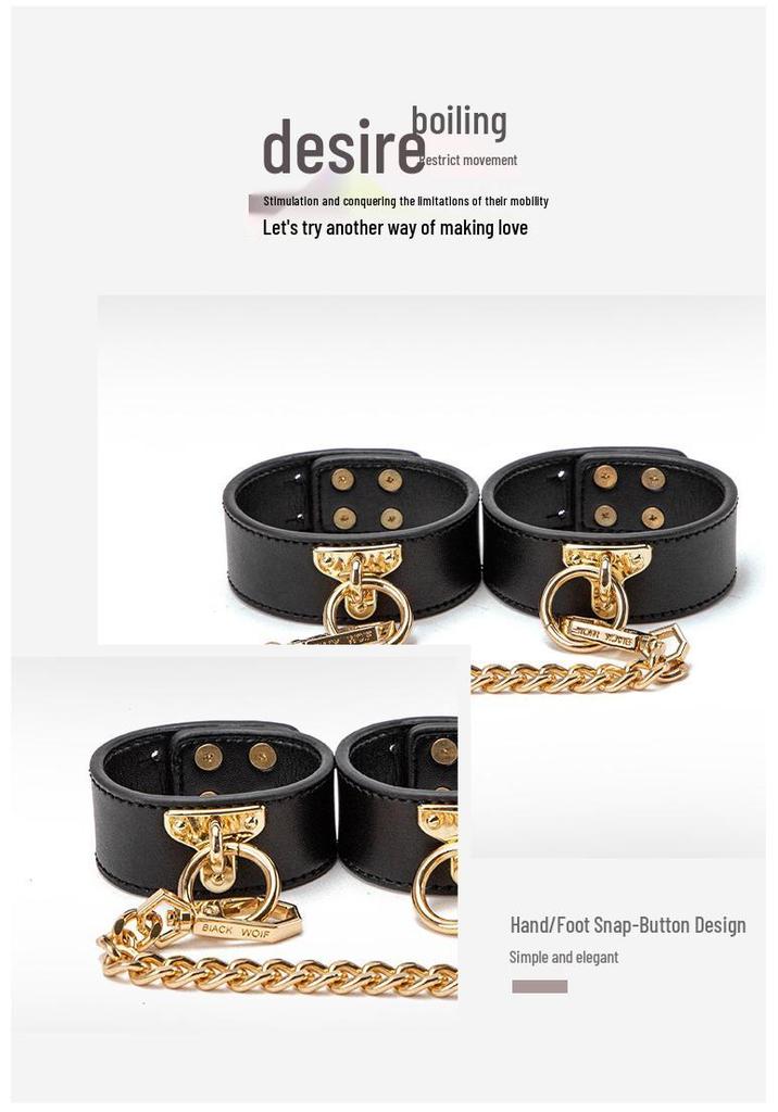 8-Piece Leather Bondage Set: Handcuffs, Foot Cuffs, and Teasing Accessories for Couples
