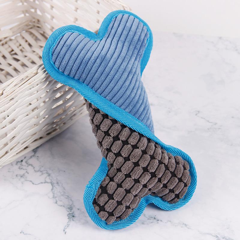 Interactive Dog Toy Plush Squeaky Chew Colorful Bone Shape Suitable for Play and Dental Health Cat and Dog Molar Teeth Toy