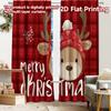 2pcs, 2D FLAT PRINTING Curtains (Without Rod) FestiveReindeer Christmas Festival Creative Curtains Versatile Polyester Fabric