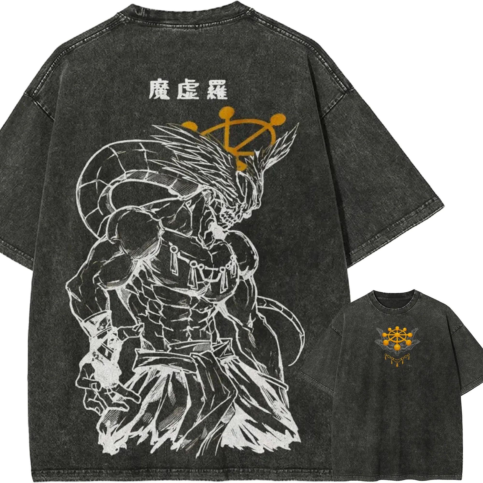 

Mahoraga Wheel T-shirt Jujutsu Kaisen Eight-Handled Sword Tee Vintage Washed Oversized Anime Graphic Streetwear Retro Men Tops L