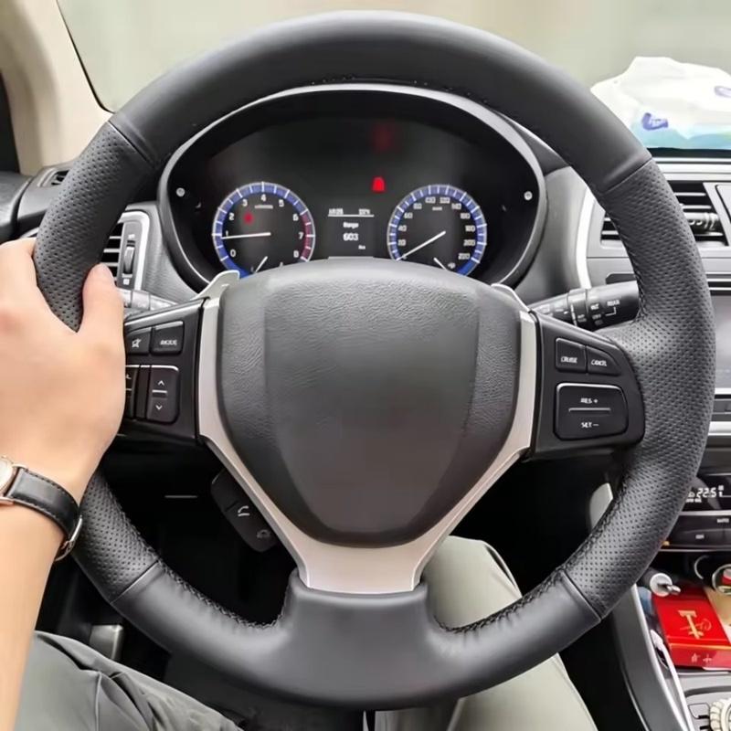 Car Accessories Hand-stitched Car Steering Wheel Cover Microfiber Leather For Suzuki CELERIO S-CROSS SX4 Vitara 2013-2015
