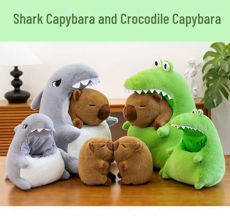 Grenzüberschreitendes Dinosaurier Hai Capybara Plüsch Transformationskissen - Große Puppe Geschenk für Freundin