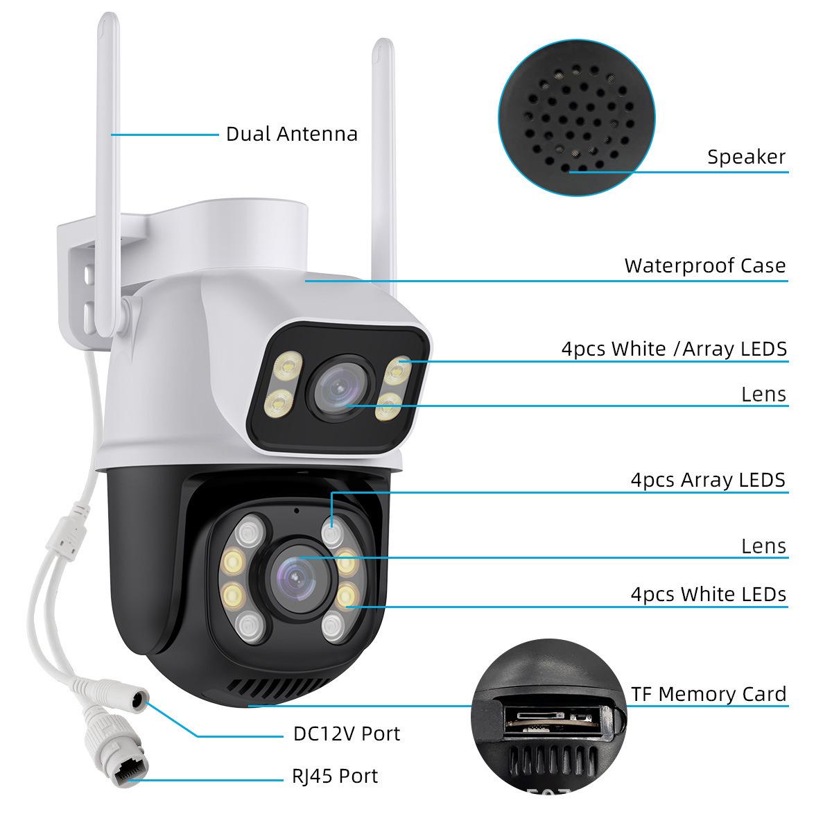 

Dual-View 360° Wireless Night Vision Smart Camera with Binocular and Gun Ball Linkage for Outdoor Monitoring