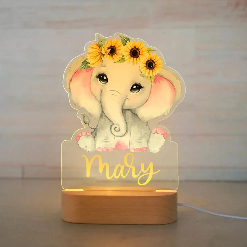 Personalized Animal Night Light - Custom Name Acrylic Lamp for Kids Bedroom Decor Baby Birthday Christmas Gift