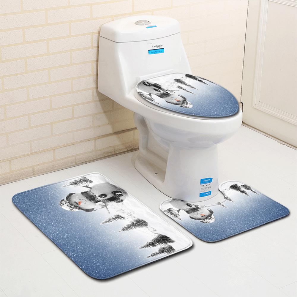 Christmas Bathroom Floor Mat Toilet Three-Piece Set