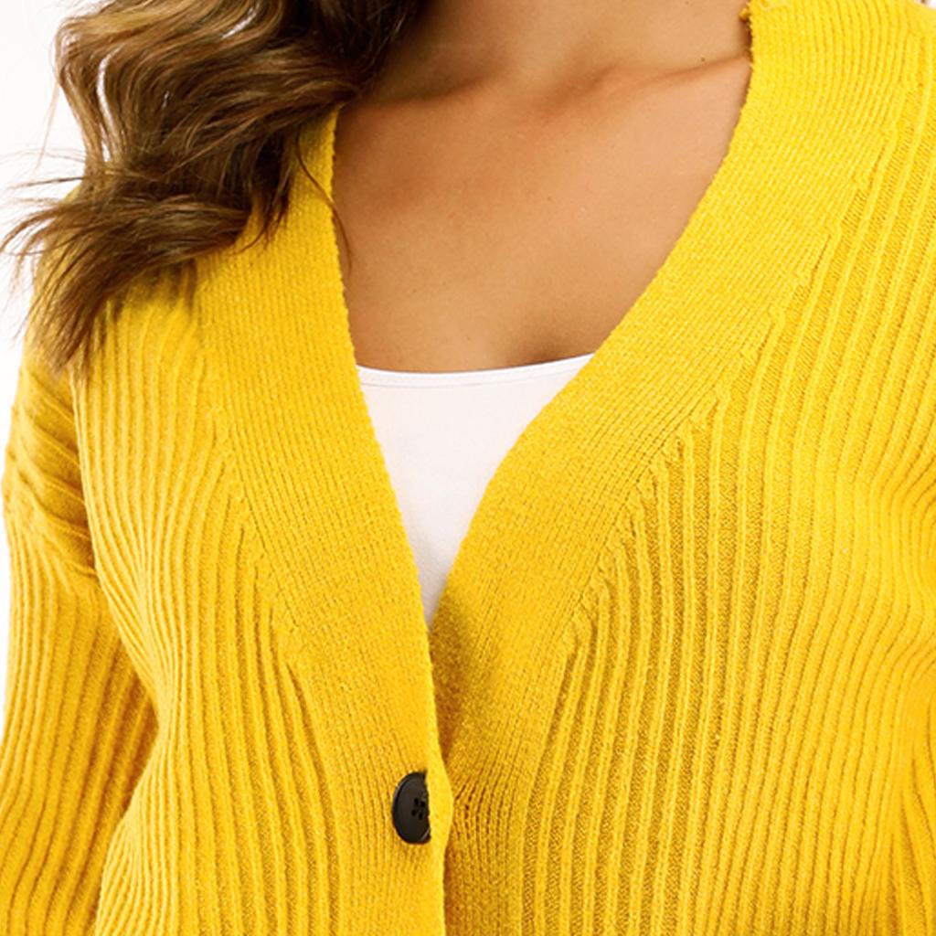 Autumn and Winter Women's V-neck Woven Single-breasted Pocket Long-sleeved Casual Jumper