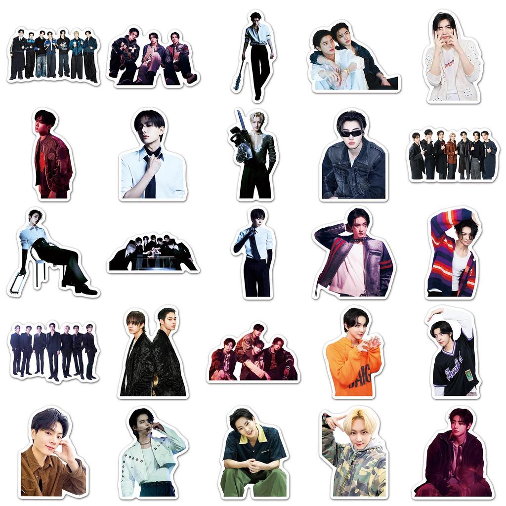 50 Foi Autocolante Enhypen: Decorațiune impermeabilă pentru telefoane mobile, pahare de apă și agende de mână cu cântăreți de trupă de băieți coreeană.