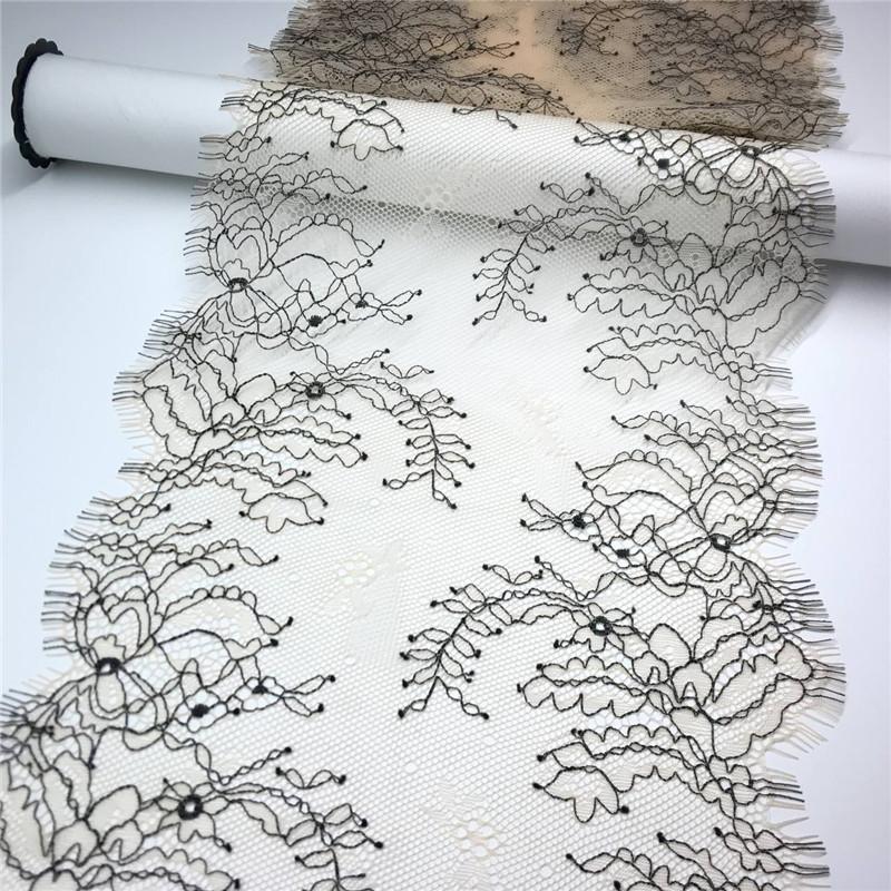 3m x 23.5cm French Chantilly Lace, Non-stretch Eyelash Mesh Lace Trim for Bra, Underwear, Lingerie, Dress, Garment, Sewing & Crafting