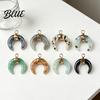 DIY Pendant Charm Gold-Plated Edging Crescent Horn Design Natural Imitation