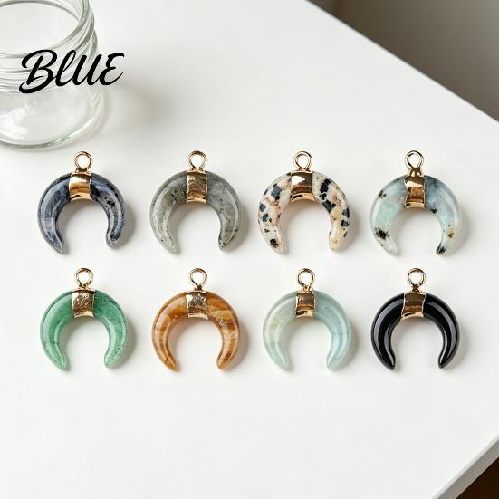 DIY Pendant Charm Gold-Plated Edging Crescent Horn Design Natural Imitation