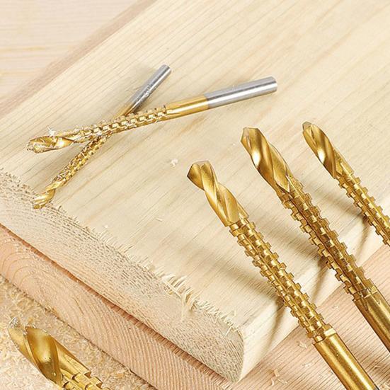 Titanium Coated HSS Twist Drill Bits, 3-8mm Serrated Side Cutting Drill Bit, Hex Shank Serrated Cutting Drill Bits, Drill Bit Woodworking Tools, Hole