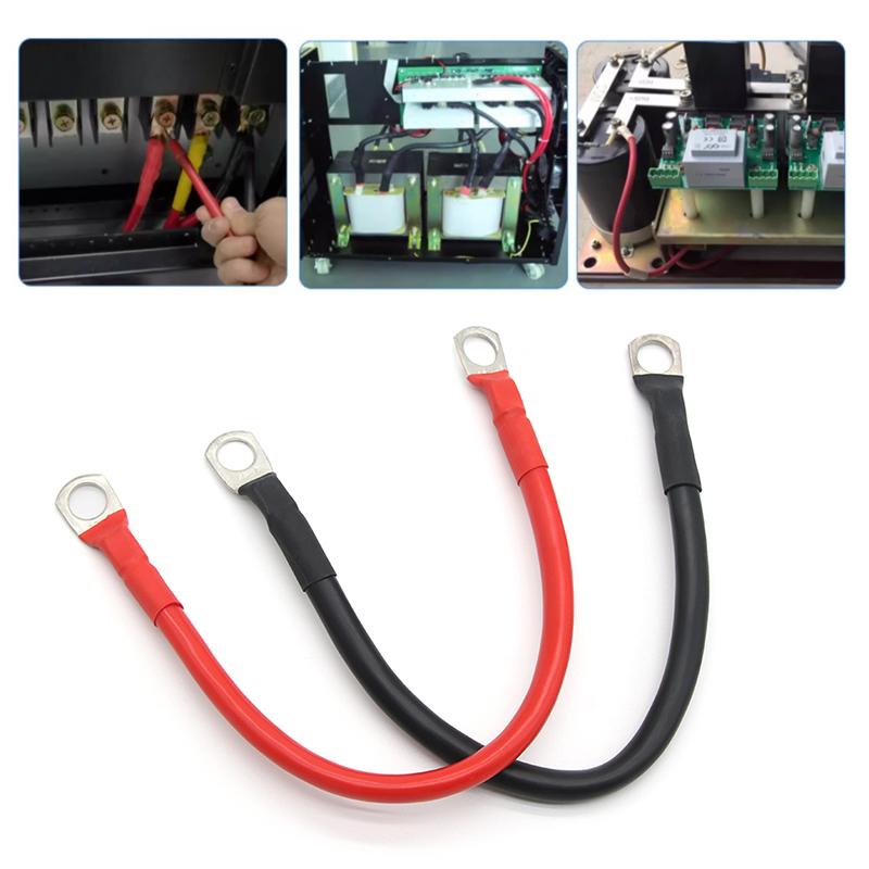 סט כבלי מצבר מהפך 8AWG 6AWG 4AWG עם מסופים 20/30/40/50/60 ס"מ כבל נחושת שזור לקרוואן חוט חיבור סולארי